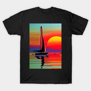 CUTE SAILBOAT AT SUNSET T-Shirt